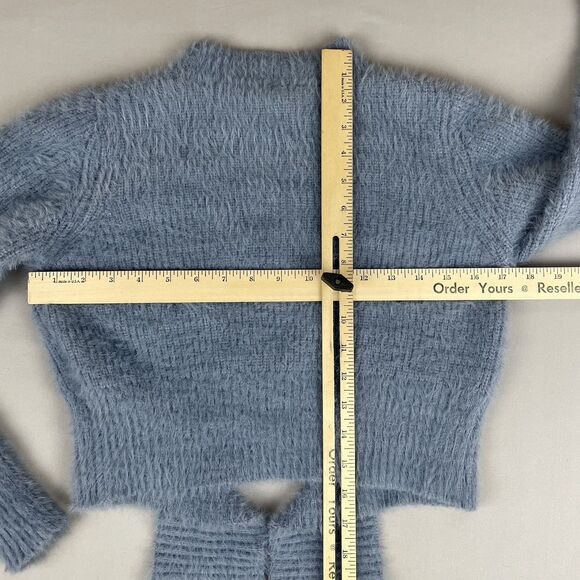 Windsor Cropped Tie Front Mock Neck Sweater Women’s Sm Powder Blue Pastel Cozy - Picture 9 of 16